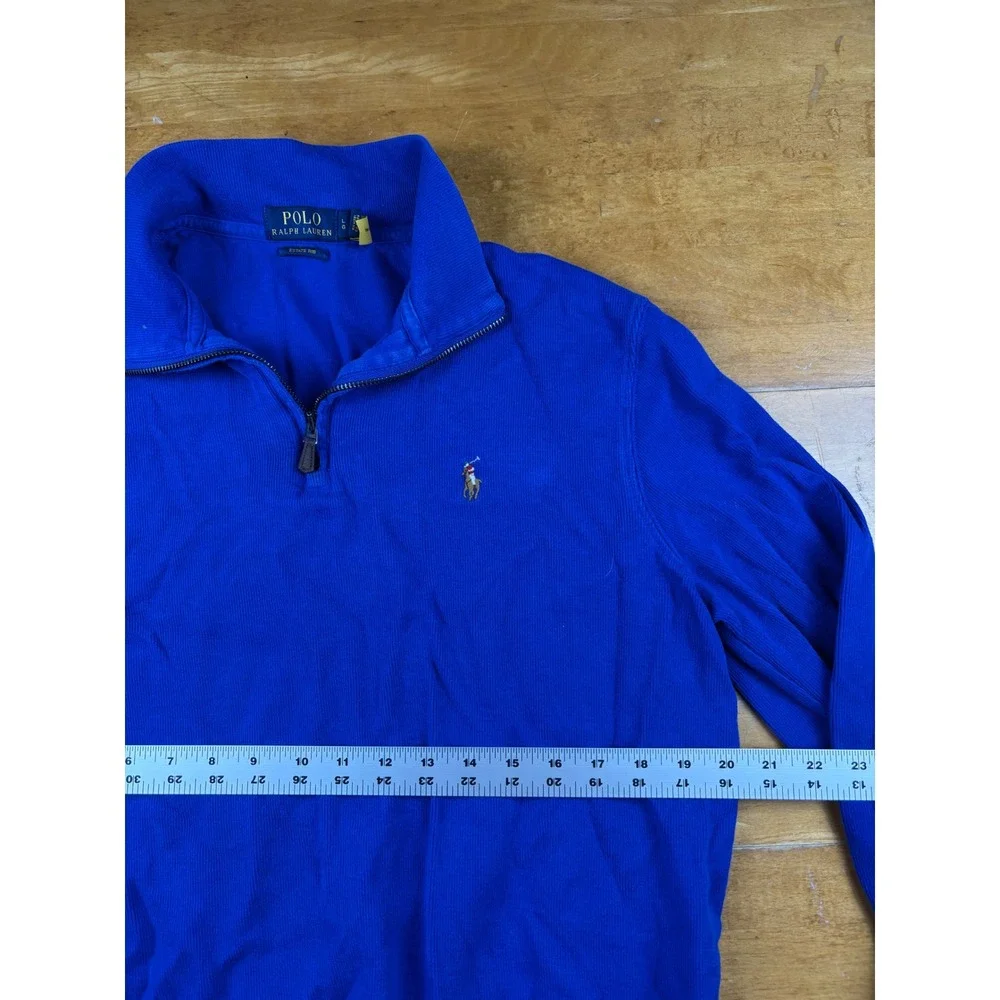Polo Ralph Lauren Estate Rib Quarter Zip Pullover Royal Blue Mens Large